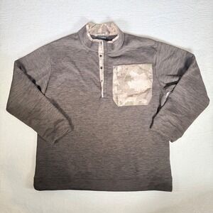 HABIT Men's Camo Pocket Quarter Snap Pullover Fleece‎ Lined Jacket 2XL Brown